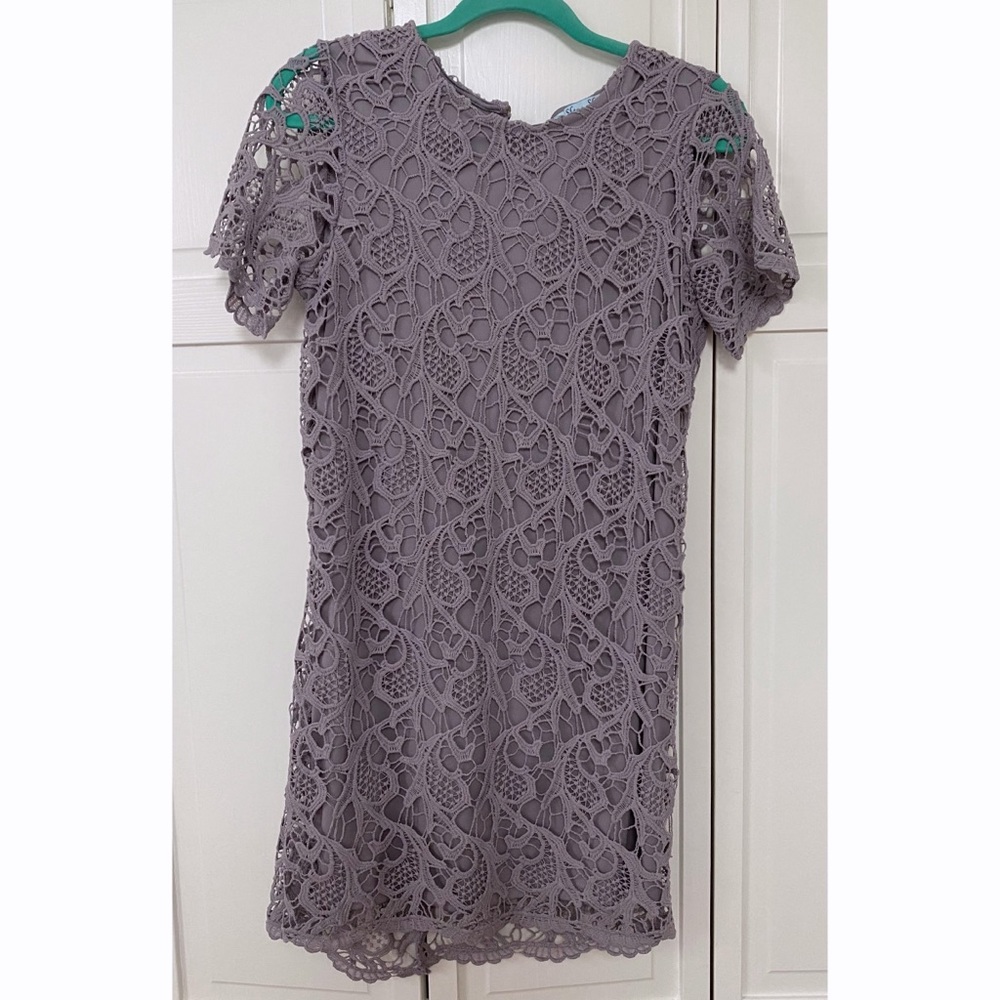 She + Sky Light Purple Crochet Lace Dress